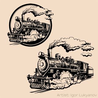 Train Tattoo, Engine Tattoo, Arte Jazz, Train Drawing, Train Art, 1 Tattoo, Badass Tattoos, Vintage Train, Scroll Saw Patterns