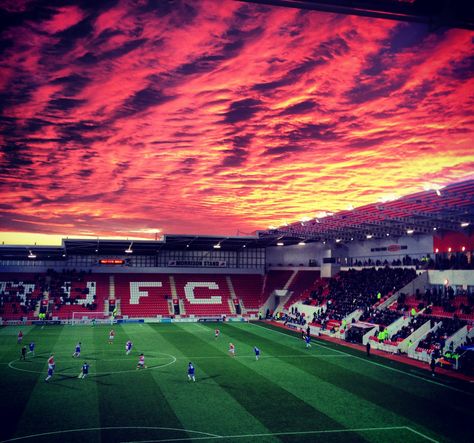 Red sky at night, Millers delight!  The sky over New York Stadium, Rotherham United FC New York Stadium, Middlesbrough Fc, Weather Pictures, Rotherham United, Sky At Night, South Yorkshire, Football Stadiums, European Football, December 13