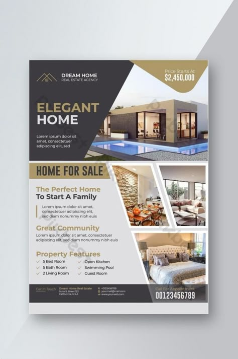 House Selling Poster Design, Brosur Design Promotion, Real Estate Agent Flyer, Inmobiliaria Ideas, Real Estate Advertising, Flyer Design Layout, Real Estate Flyer Template, Interior Design Presentation, Real Estates Design