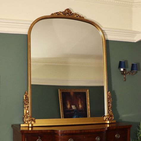 Antique Mirror In Living Room, Victorian Hallway Mirror, Fireplace Bathroom, Large Bedroom Mirror, Cream Bedroom Furniture, Pink Bedroom Furniture, Victorian Hallway, Arched Design, Victorian Mirror