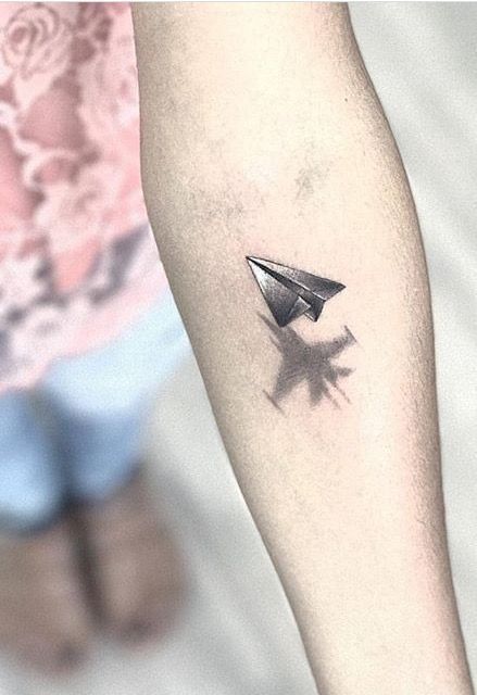 The 90 Most Popular Symbols For Travel Tattoos | Unique & Cute Travel Tattoo Ideas Tattoos Arm Mann, Miniature Tattoos, Shadow Tattoo, Airplane Tattoos, Tattoo Fails, 3d Tattoos, E Tattoo, 3d Tattoo, An Arrow