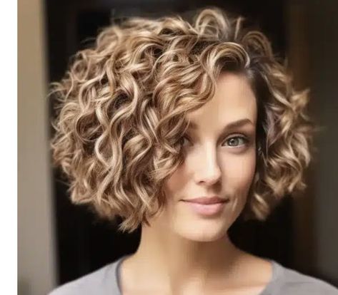 Short Curly Summer Hair, Short Thick Curly Hair With Bangs, Stacked Curly Bob Haircut, Spiral Perm Short Hair, Perms For Short Hair, Short Permed Hair, Short Curly Hairstyles For Women, Undercut Bob, Bob Haircut Curly