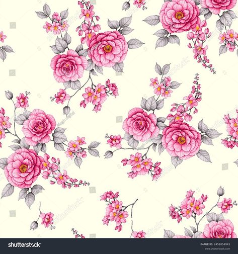 Fancy Allover Pattern Seamless Floral Pattern Stock Illustration 2451054943 | Shutterstock Flower Allover, Design Pattern Art, Seamless Floral Pattern, Allover Pattern, Crop Image, Pattern Seamless, Color Palette Generator, Holiday Illustrations, Printable Patterns