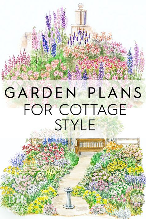 Full of English charm, this cottage garden plan provides lots of color over a long period. #gardenplans #gardenplanslayout #gardenlayout #project #printablegardenplan #landscape #bhg Cottage Garden Patio, Cottage Garden Plan, Garden Design Layout Landscaping, Flower Garden Plans, English Garden Design, French Country Garden, Cottage Garden Design, Cottage Garden Plants, Garden Design Layout