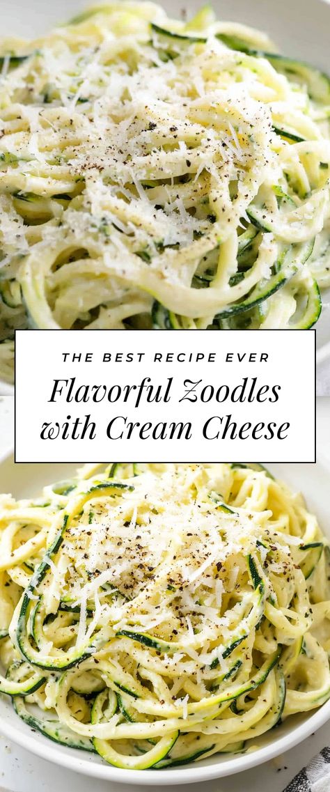 Image for Flavorful Zoodles with Cream Cheese Creamed Zucchini, Zucchini Noodles Recipe, Zucchini Noodle Recipes, Zucchini Noodle, Zoodle Recipes, Cheesy Zucchini, Cream Cheese Recipes, Best Food Ever, Quick Weeknight Dinners