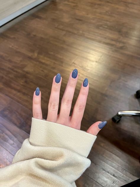 Grey Blue Gel Nails, Cool Toned Blue Nails, Cadet Blue Nails, Dark Dusty Blue Nails, Ashy Blue Nails, Blue Grey Nails Acrylic, Gray Blue Nails Acrylic, Dark Blue Grey Nails, Stone Blue Nails