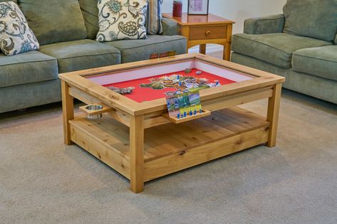 Gaming Coffee Table, Game Coffee Table, Coffee Table Games, Board Game Room, Board Games Diy, Coffee Table Plans, Puzzle Table, Board Game Table, Table Cafe