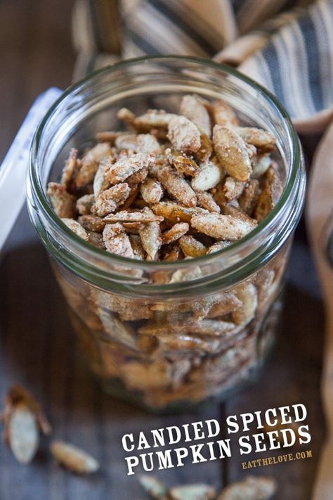 Candied Pumpkin Seeds. Recipe and photo by Irvin Lin of Eat the Love. Candied Pumpkin Seeds, Perfect Pumpkin Seeds, Candied Pumpkin, Pumpkin Seeds Recipe, Pumpkin Seed Recipes, Pumpkin Seed Butter, Raw Pumpkin Seeds, Toasted Pumpkin Seeds, Roasted Pumpkin Seeds