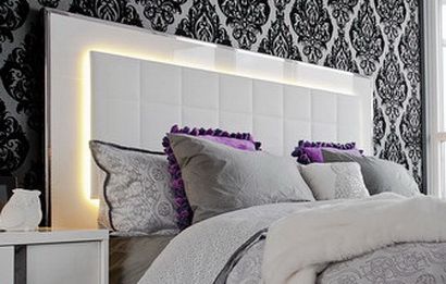 LED Lighting Headboard Ideas. #headboards  #DYI Bed Headboard Lights, Lighted Headboard Ideas, Bed With Headboard Lights, King Headboard Diy With Lights, Led Light Headboard, Led Headboard Diy, Bed With Led Lights Headboards, Light Up Headboard, Bed With Lights Headboards