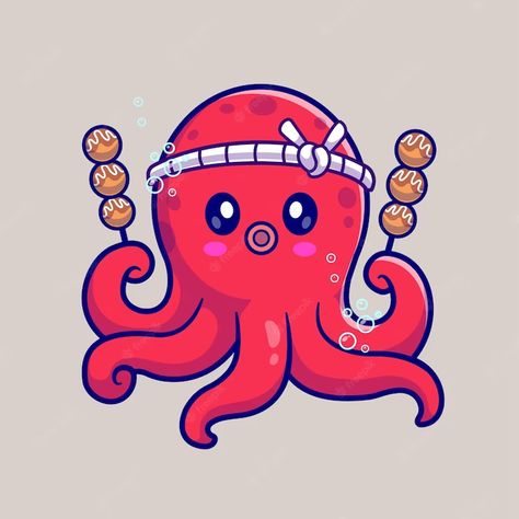 Octopus Art Drawing, Octopus Drawing, Octopus Illustration, Animal Food, Food Icon, Baby Octopus, Logo Design Set, Cute Octopus, Line Sketch