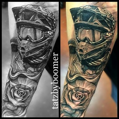 Motocross Tattoo, Dirt Bike Tattoo, Unique Half Sleeve Tattoos, Racing Tattoos, Half Sleeve Tattoos, Motorcycle Tattoos, Biker Tattoos, Bike Tattoos, Tattoo Trend