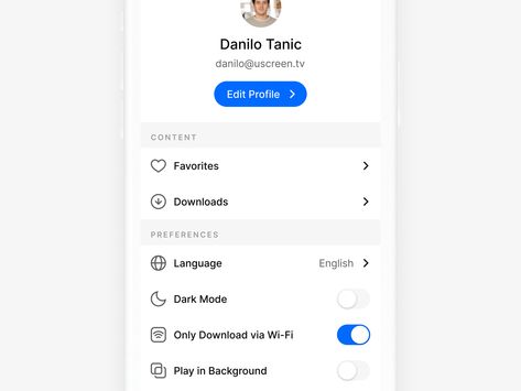 Profile Screen Mobile Ui, Software Interface Design, Profile App, Ux Design Principles, Profile Settings, App Design Layout, Card Ui, Basic Website, Mobile App Design Inspiration