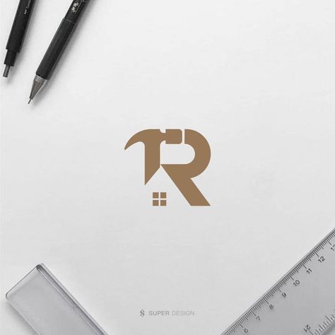 Roofing Company Logos, Graphic Designer Ideas, Hammer Logo, Roofing Logo, Handyman Logo, Construction Company Logo, Cafe Logo Design, Web Design Examples, R Logo