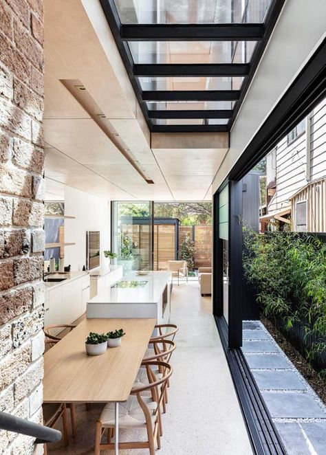 Narrow House Designs, Long House, House Extension Design, Narrow House, Patio Interior, Architect House, Australian Homes, House Extensions, House Architecture Design