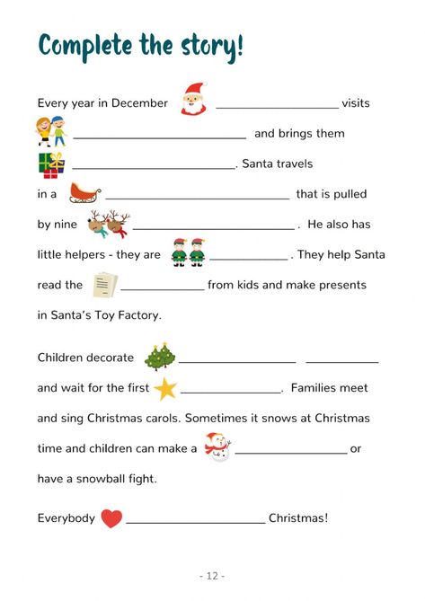 Christmas online worksheet for ow1-ow5. You can do the exercises online or download the worksheet as pdf. Complete The Story, Christmas Lesson, English Christmas, Christmas Teaching, Christmas Reading, English Exercises, Christmas Worksheets, English Worksheets For Kids, English Lessons For Kids