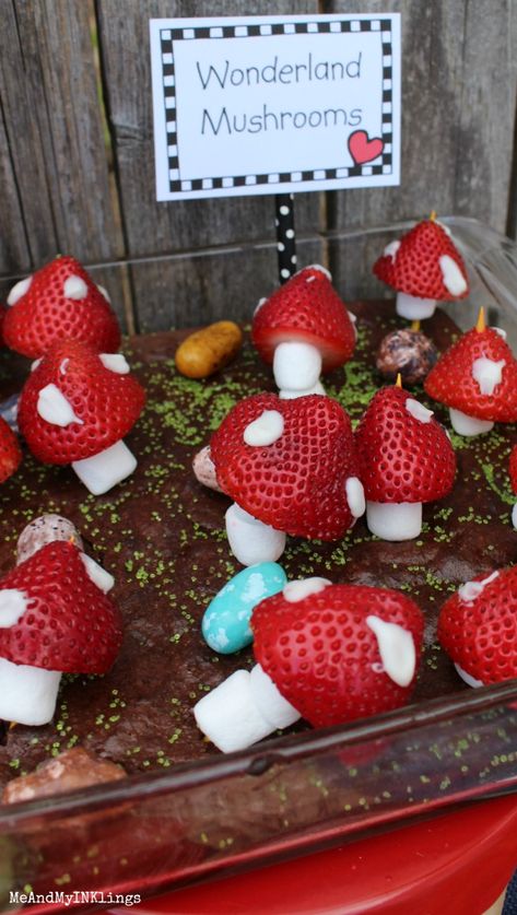 Alice in Wonderland Party Ideas and Games Through the Looking Glass Wonderland Mushrooms, Alice In Wonderland Tea Party Birthday, Onederland Birthday Party, Birthday Party Snacks, Alice Tea Party, Mad Hatter Party, Alice In Wonderland Birthday, Alice In Wonderland Theme, Alice In Wonderland Tea Party