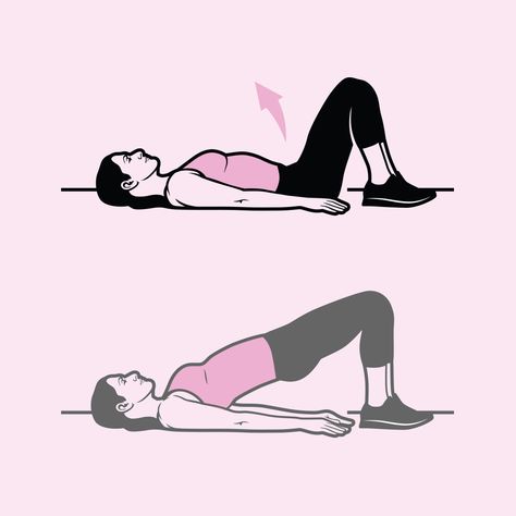 4 exercises for hip strength-lying on the ground raising her hips is one Hip Strengthening Exercises, Bridge Workout, Denise Austin, Hip Raises, Lose Thigh Fat, Hip Bridge, Glute Bridge, Tom Petty, Strong Muscles