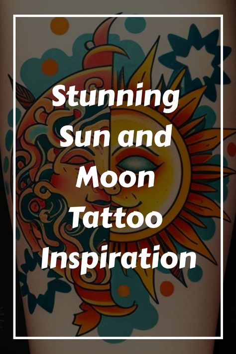 Embrace the cosmic balance with our Sun Moon Tattoo Ideas. Each design intertwines these celestial bodies, symbolizing the duality of life, unity, and harmony. Perfect for those who seek a tattoo that reflects the contrast and connection between day and night. Masculine Sun Feminine Moon Tattoo, Colorful Sun And Moon Tattoo, Sun Moon Tattoo Design, Half Sun Half Moon, Sun And Moon Tattoo Ideas, Moon Tattoo Ideas, Moon Sun Tattoo, Subject Of Art, Sun And Moon Tattoo