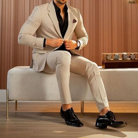 Costume Beige, Costume Vert, Beige Suits, Mode Costume, Slim Fit Blazer, Beige Wedding, Suits Men, Party Attire, Bae Goals