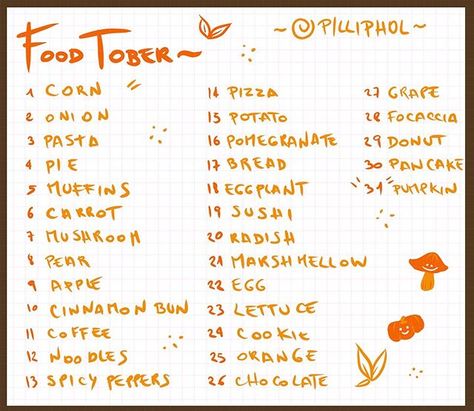 Decided to jump into prompt making for #inktober this year! I decided to go with a food theme because it inspires me and I really like… October Art, Drawing Prompts, Food Challenge, Drawing Prompt, Art Prompts, Cinnamon Buns, Food Drawing, Food Themes, Art Poses