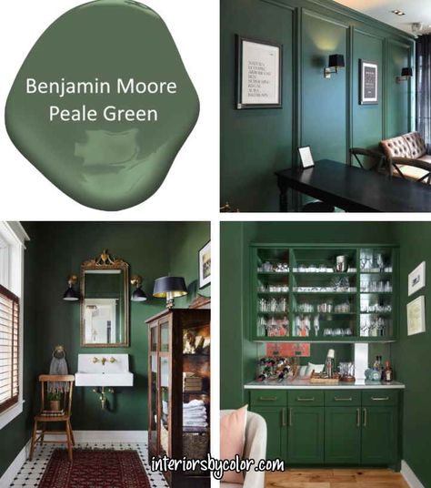 Benjamin Moore Peale Green Bedroom, Benjamin Moore Essex Green Bathroom, Benjamin Moore Greens For Kitchen, Benjamin Moore Chimichurri Cabinets, Benjamin Moore Peale Green Kitchen Cabinets, Green Bathroom Benjamin Moore, Dark Green And Teal Bedroom, Benjamin Moore Green Door, Peale Benjamin Moore