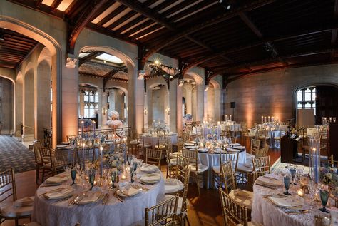 This stunning Hempstead House wedding had everything from a gorgeous pink floral ceremony arch to a pastel blue floral fountain dripping chic flower arrangements. The fairytale affair incorporated a towering storybook for guests to sign, chic white ruffled table linens, and a five tiered cake with luxe gold embellishments to top off the incredible celebration. Chic Flower Arrangements, Highcliffe Castle Wedding, Floral Fountain, Floral Ceremony Arch, Hearst Castle Wedding, Hempstead House, The Chateau At Incline Village Wedding, Hedingham Castle Wedding, Oheka Castle Wedding Receptions