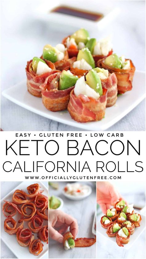 Keto Bacon California Rolls |Low Carb Sushi Recipe Keto Mushroom Soup, Veggie Sushi Rolls, Crab And Avocado, Low Carb Sushi, California Roll Sushi, Veggie Rolls, Sushi Style, California Rolls, Keto Holiday Recipes