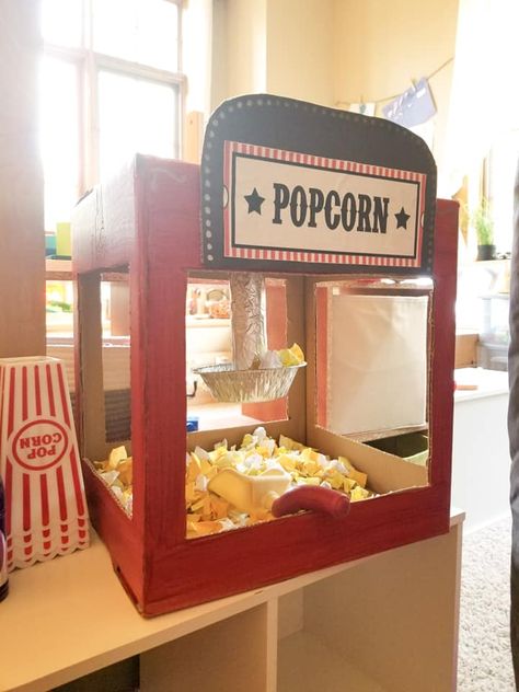 Movie Theater Dramatic Play, Theater Dramatic Play, Dramatic Play Themes, Prop Box, Dramatic Play Preschool, Dramatic Play Area, Carnival Themed Party, Popcorn Machine, Dramatic Play Centers