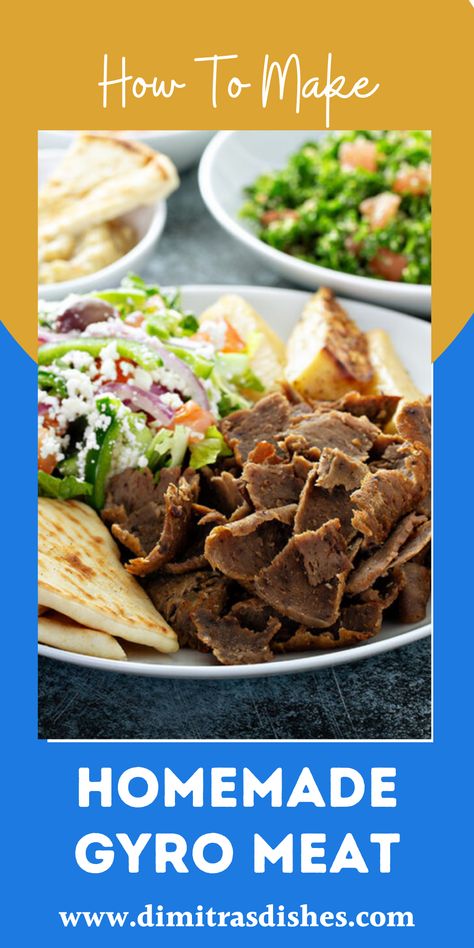 Gyro Recipe Authentic, Homemade Gyro Meat Ground Lamb, Gyro Recipes Lamb, Greek Lamb Gyro Recipe, Traditional Gyro Meat Recipe, Gyros Recipe Lamb, Diy Gyro Meat, Greek Beef Gyros Recipe, Greek Lamb Recipes Gyro Meat