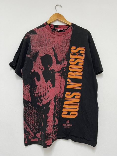 Vintage Vintage Guns N Roses “ 1992 All Over Print Band Tee A1 | Grailed Diy Band Merch Ideas, 80s Band Tees Outfits, Band Tee Aesthetic, Band Merch Ideas, 80s Band Tees, Band Tee Outfits, Kaos Band, Vintage Band T Shirts, Y2k Graphic Tees