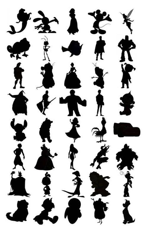 Disney Characters Silhouettes, Disney Silhouette Art, Silhouette Disney, Deco Disney, Cartoon Silhouette, Rainbow Drawing, Disney Silhouette, Disney Silhouettes, Idee Cricut