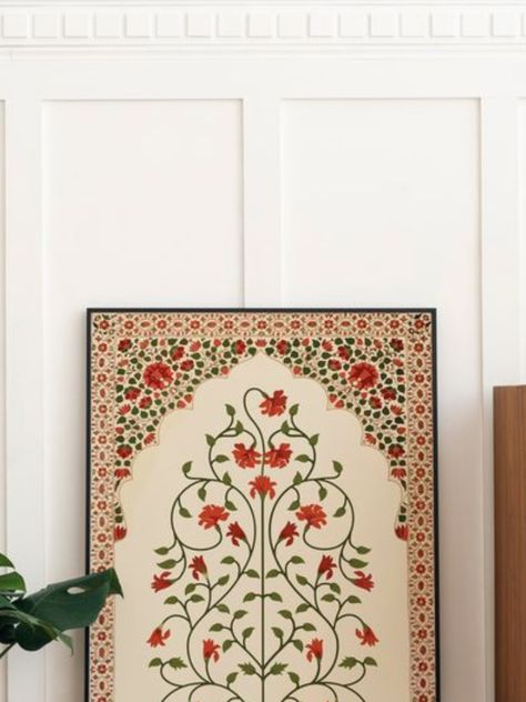 Folk Art Floral, Pichwai Painting, Indian Wall Art, Folk Print, Indian Artwork, Indian Arts And Crafts, Traditional Wall Art, Pichwai Paintings, Bohemian Wall Art