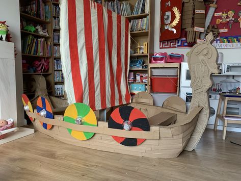 Viking Ship Trunk Or Treat, Cardboard Viking Ship, Viking Trunk Or Treat, Vikings Boat, Vikings For Kids, Viking Birthday, Viking Longboat, Viking Party, Viking Longship