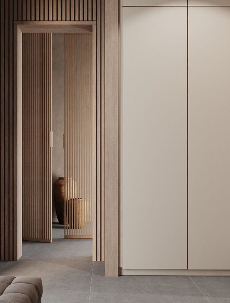 Wardrobe Zen Wardrobe, Wabi Sabi Wardrobe, Drawer Design Bedroom, Timber Screen, Bedroom Curtain Ideas, Minimalistic Interior, Living Room Wall Decoration, Timber Screens, Bedroom Curtain