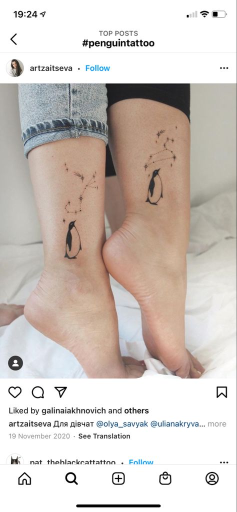 Two Penguins Tattoo, Penguin Tattoos Couple, Penguin Tattoo Small Couple, Mother Daughter Penguin Tattoos, Floral Penguin Tattoo, Penguin Love Tattoo, Emporer Penguin Tattoo, Matching Penguin Tattoos Couples, Penguin Line Tattoo