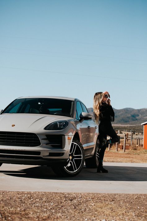 Porsche Macan and girl posing next to car. Porsche Mom Aesthetic, Porsche Cayenne Aesthetic, Porsche Macan Aesthetic, White Porsche Macan, Porsche Macan Chalk, Porsche Macan 2023, Porsche Macan Grey, Macan Porsche, Porsche Suv Macan