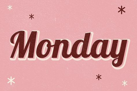 Monday retro word typography on a pink background | free image by rawpixel.com / nook Monday Graphic Design, Monday Lettering, Word Typography, E Portfolio, Monday Monday, Iphone Widgets, Notion Planner, Good Monday, Journal Therapy