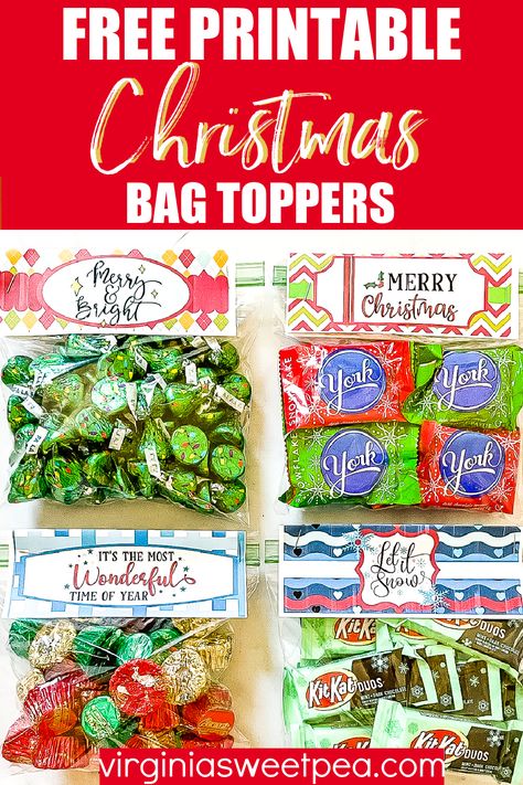 Christmas Bag Toppers, Santa Kisses, Candy Toppers, Candy Bag Toppers, Christmas Goodie Bags, Merry Kissmas, Christmas Candy Bag, Christmas Treat Bags, Treat Toppers