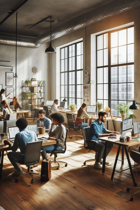 people are working in the office Work From Anywhere Images, Work Environment Aesthetic, Diverse Workplace, Office Vision Board, Kitchen Office Space, Cozy Office Space, Office Lifestyle, Windows Office, Illusions Art