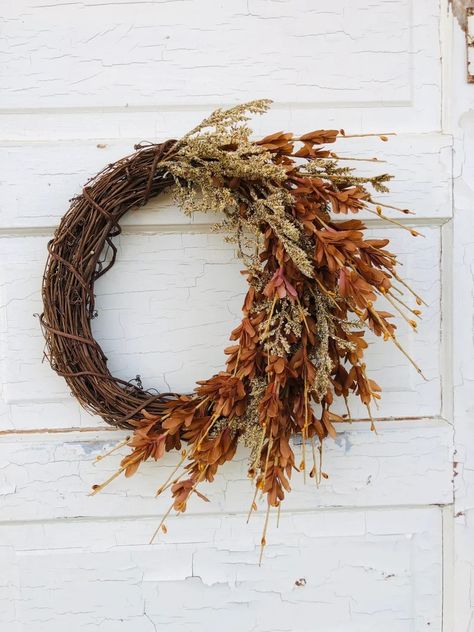 Pantry Wreath, Simple Fall Wreath, Farmhouse Simple, Natural Fall Decor, Colorful Farmhouse, Fall Door Wreath, Farmhouse Fall Wreath, Simple Wreath, Make Your Own Wreath