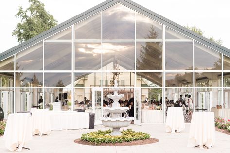 Event Place Design, Ritz Charles Garden Pavilion, Pavilion Wedding Reception, Ritz Charles, Greenhouse Venue, Event Venue Design, Glass House Wedding, Event Venue Spaces, Function Hall