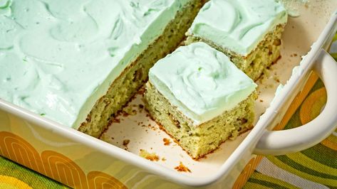 Watergate Cake, Pistachio Pudding, Food Critic, White Cake Mixes, Instant Pudding, Maraschino Cherry, Moist Cakes, White Cake, Sheet Cake