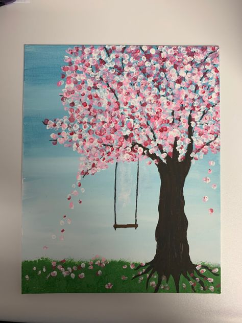 Spring Art Projects, Sky Art Painting, Wall Art Diy Paint, 6th Grade Art, Collage Art Projects, Canvas Drawing, Sakura Cherry Blossom, Canvas Painting Designs, Blossom Tree