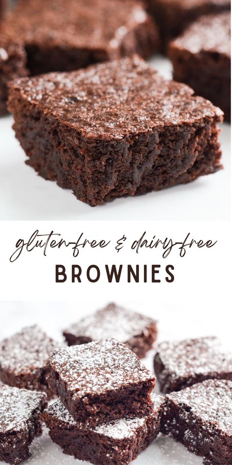 Look at all the fudgy yumminess! This is the brownie recipe that you need in your life. It's quick and easy, uses only 8 simple ingredients, and creates the best fudgy gluten-free brownies ever. You'll never need an expensive box mix again. Homemade Gluten Free Brownies, Gluten Free Brownies From Scratch, Easy Gluten Free Dessert Recipes, Easy Brownies 3 Ingredients, Cake Like Brownies Recipe Homemade, Gluten Free Dairy Free Brownies, Gluten Free And Dairy Free Desserts, Gluten Free Brownie Recipe, Dairy Free Dessert Easy