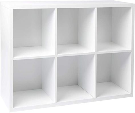 Small White Shelf, Cube Storage Bedroom, White Cube Shelves, Office Storage Organization, Small Storage Shelves, Room Wishlist, Organization Office, Dorm Organization, Cube Storage Bins