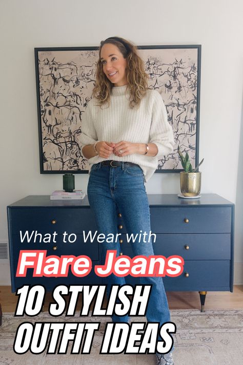 I recently bought a pair of flare jeans after seeing them more and more. After swearing them off in lieu of skinny jeans for many years, it felt a little weird to wear a wider leg again, but the flared jeans (and wide leg jeans) have really grown on me and I know that they’ll be a pair I reach for a ton this fall and winter. I love that flared jeans give you more shape and curve than straight leg jeans and look great with so many different outfits. What Shoes Go With Flare Jeans, Shoes And Flare Jeans, Flare Jeans And Loafers Outfit, How To Cuff Flare Jeans, Belt Or No Belt With Jeans, Ways To Style Flared Jeans, Plus Flare Jeans Outfit, Kancan Jeans Outfit, Flare Jeans Office Outfit