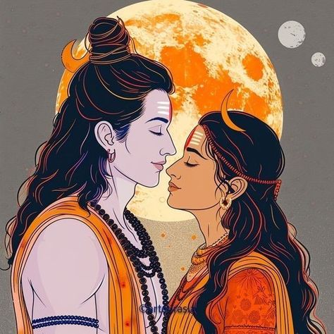 Shiv And Parvati Sketch, Shiv Parvati Art Paintings, Goddess Sita, Sacred Union, Shiv Shakti, Fabric Painting Techniques, Lord Ganesha Paintings, Vedic Art, Spiritual Artwork