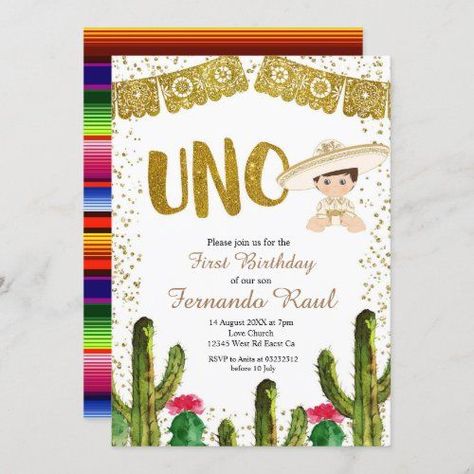 Uno Birthday Gold Charro Boy Invitation dyi wedding invitations, mauve wedding invitations, blessingway invitation #invitations #invitationbirthday #invitationbox, dried orange slices, yule decorations, scandinavian christmas Charro Theme, Mauve Wedding Invitations, Uno Birthday, Invitation Etiquette, Baby Boy 1st Birthday Party, Birthday Gold, Mexican Theme, Mexican Party Theme, Baby Boy 1st Birthday