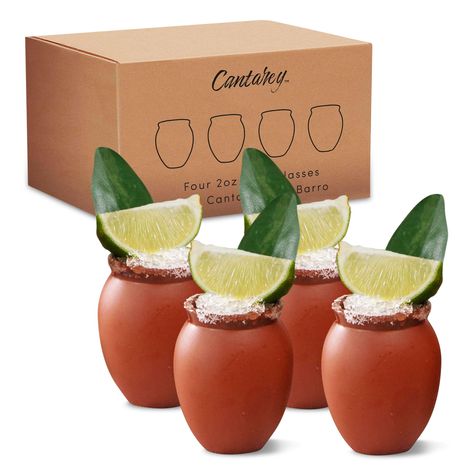 PRICES MAY VARY. Authentic Fiesta Experience - Elevate your fiestas with our Cantarey 2oz clay copitas shot glasses set. This fiesta shot glass set of 4 allows you to truly embrace the spirit of Mexico, perfect for shooting and sipping on tequila, vodka, gin, mezcal, and moonshine. Barware Redefined - Complete your barware collection with Cantaritos de Barro Mexicanos shot glasses bulk set. These unique clay tequila glasses add a touch of Mexican flair to your gatherings and are the perfect comp Margarita In A Jar Gift, Clay Shot Glasses, Tequila Glasses, Mini Clay, Bite Size Appetizers, Cocktail Cup, Pottery Inspo, Clay Cup, Tequila Shots