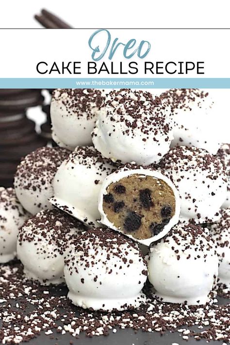 Try this Oreo Cake Balls recipe. Learn how to make these amazing Oreo cake balls, using a vanilla cake mixed with crushed Oreo cookies. Then cover in white chocolate and top with cookies and cream sprinkles. These cake balls are not only easy to make but easier to enjoy! Oreo Cake Mix Recipes, Cake Balls Chocolate, Oreo Cake Balls Recipe, Oreo Cake Pops Recipe, Easy Oreo Cake, Oreo Cake Balls, Cake Balls Recipe, Dessert Balls, Treat Business